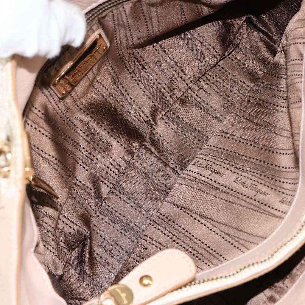 Salvatore Ferragamo Gancini Tote Beige Leather Good condition - Box View