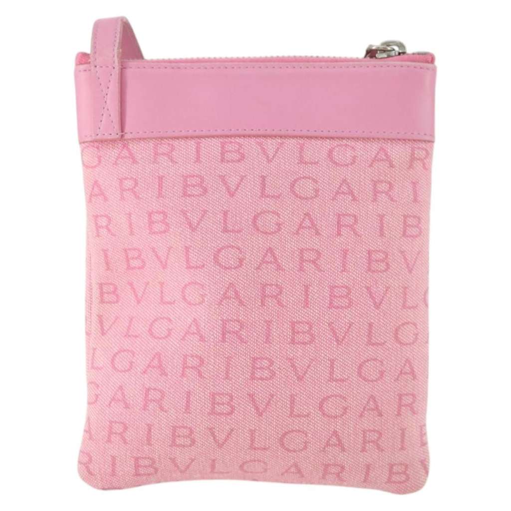 Bvlgari Logomania Shoulder Bag Pink Canvas Good condition - Back View