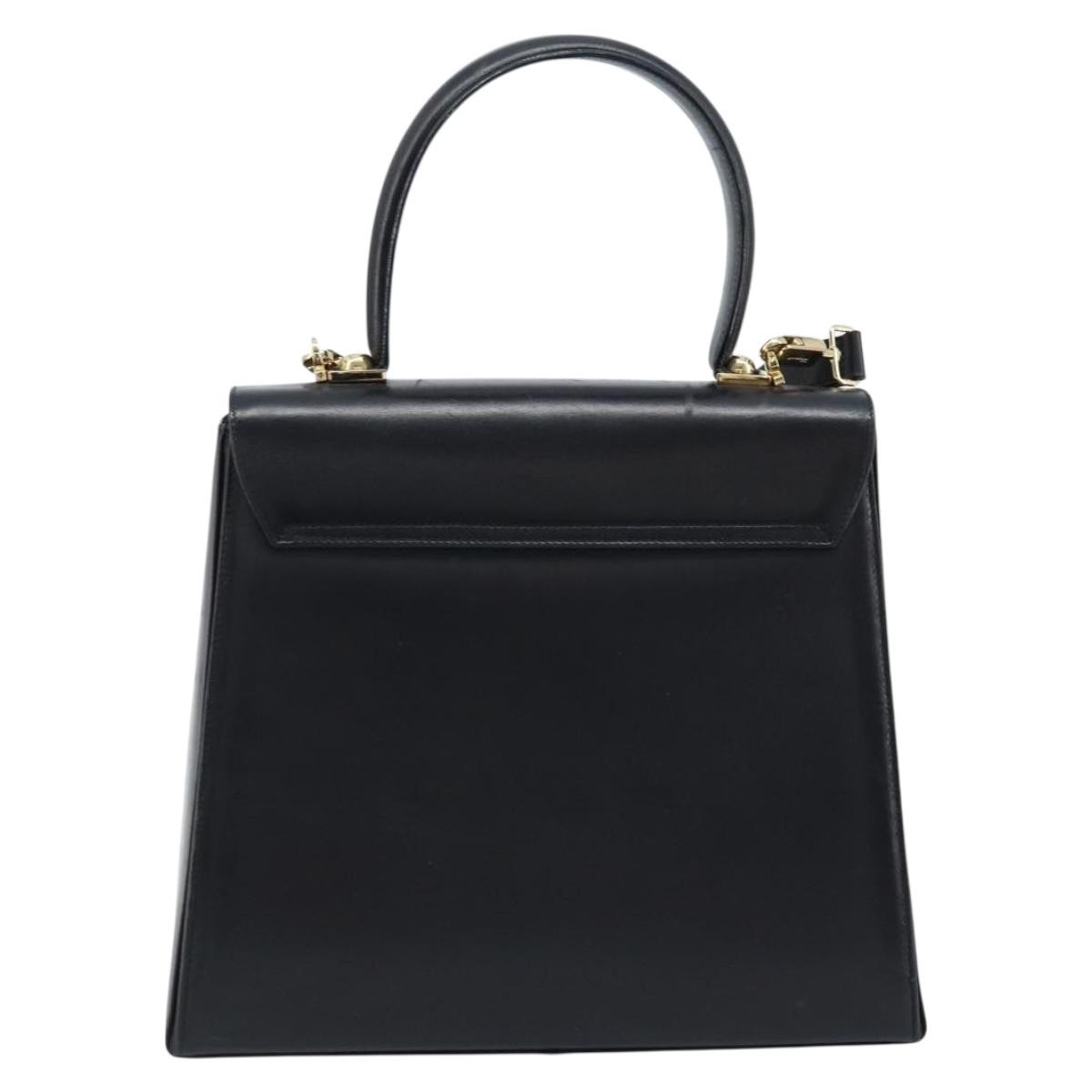 Salvatore Ferragamo Gancini Convertible Top Handle Bag Black Leather Fair condition - Back View