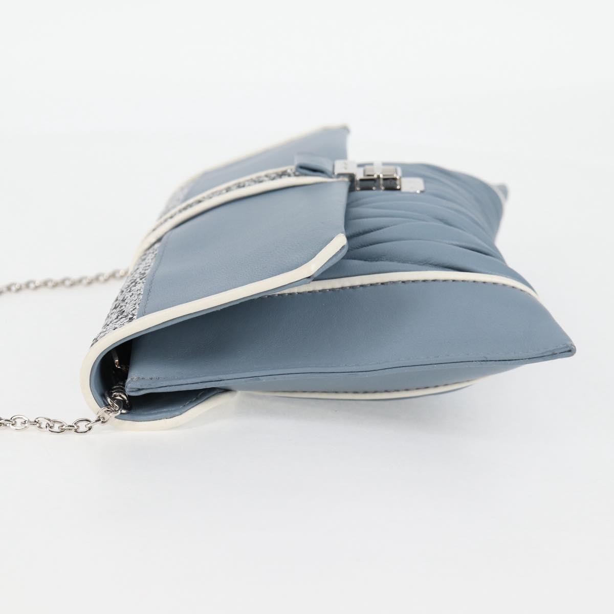 Miu Miu Madras Chain Clutch Blue Leather Good condition - Inside View