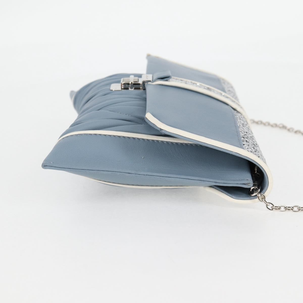 Miu Miu Madras Chain Clutch Blue Leather Good condition - Model View