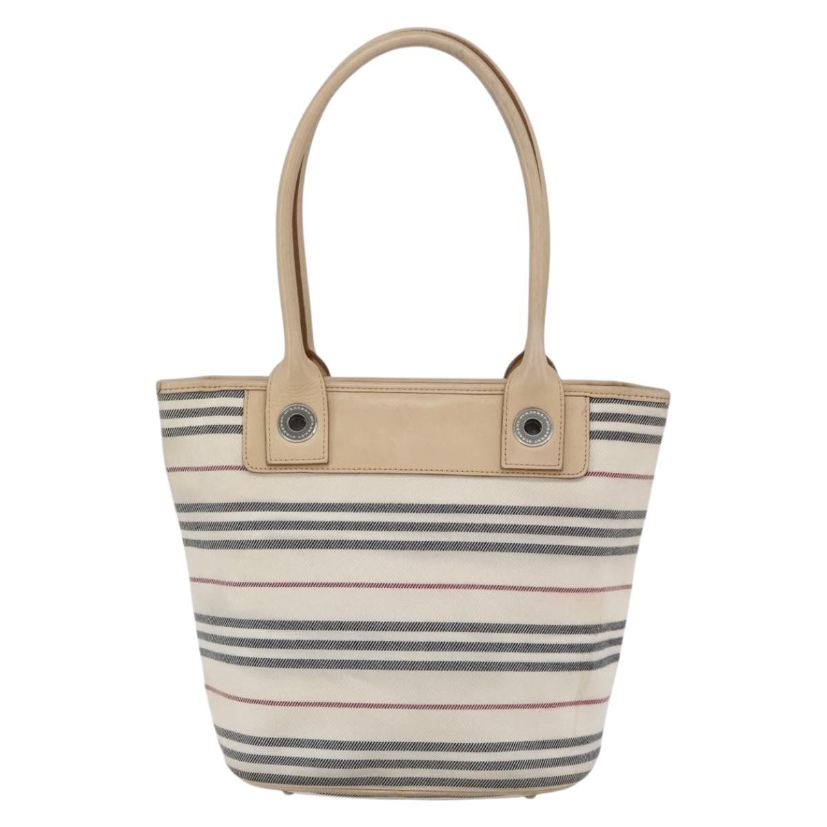 Burberry Nova Check Tote White Canvas Good condition - Back View