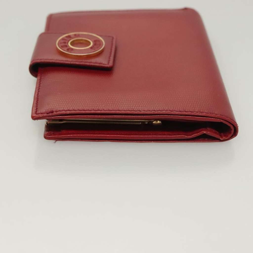 Celine Circle Logo Compact Wallet Red Leather Good condition - Model View