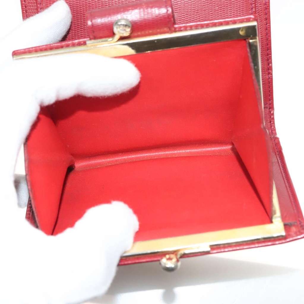 Celine Circle Logo Compact Wallet Red Leather Good condition - Box View