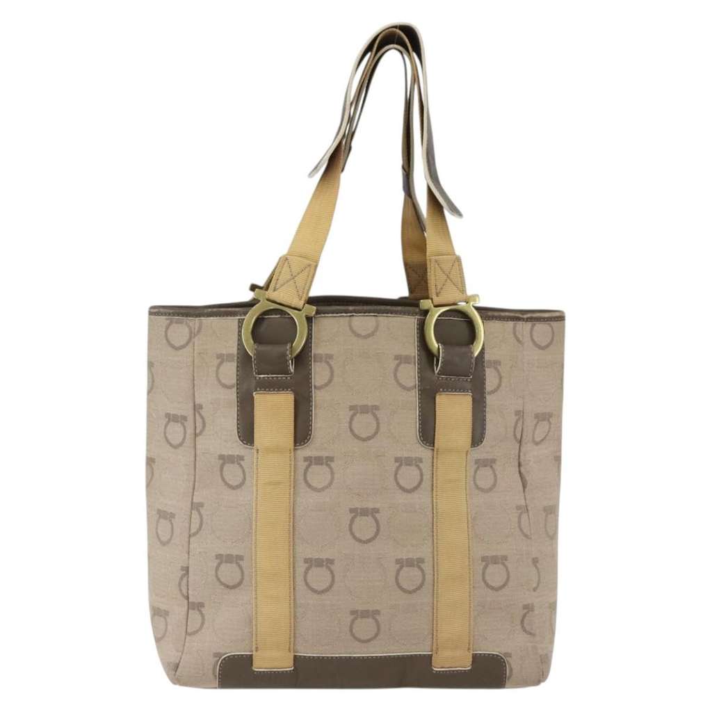 Salvatore Ferragamo Gancini handbag Beige Canvas Good condition - Back View