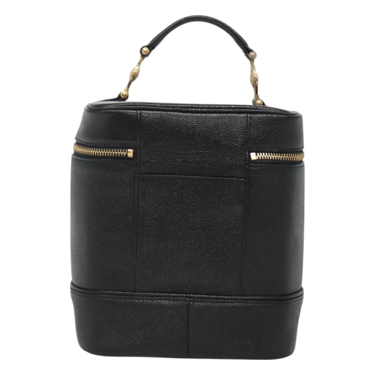 Versace Vanity Hand Bag Black Leather Good condition - Back View