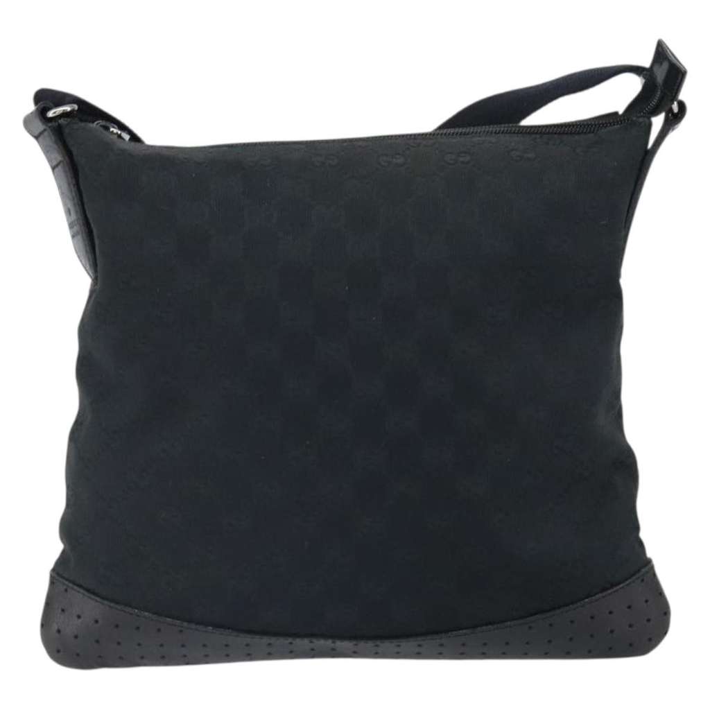 Gucci Zip Messenger Bag Black Canvas Fair condition - Back View