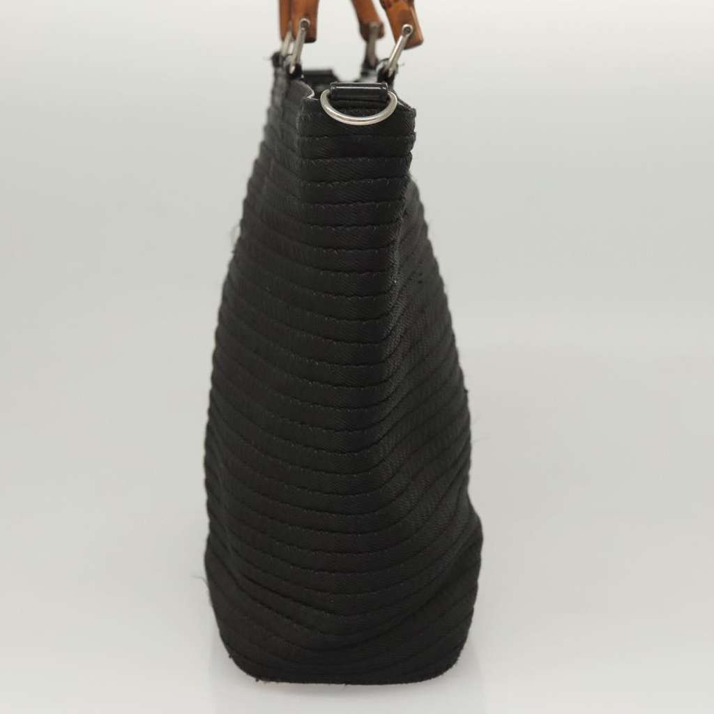 Gucci Vintage Bamboo Handle Tote Black Canvas Good condition - Inside View