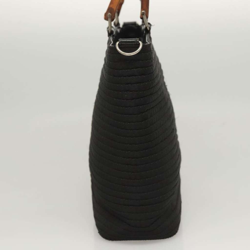 Gucci Vintage Bamboo Handle Tote Black Canvas Good condition - Model View