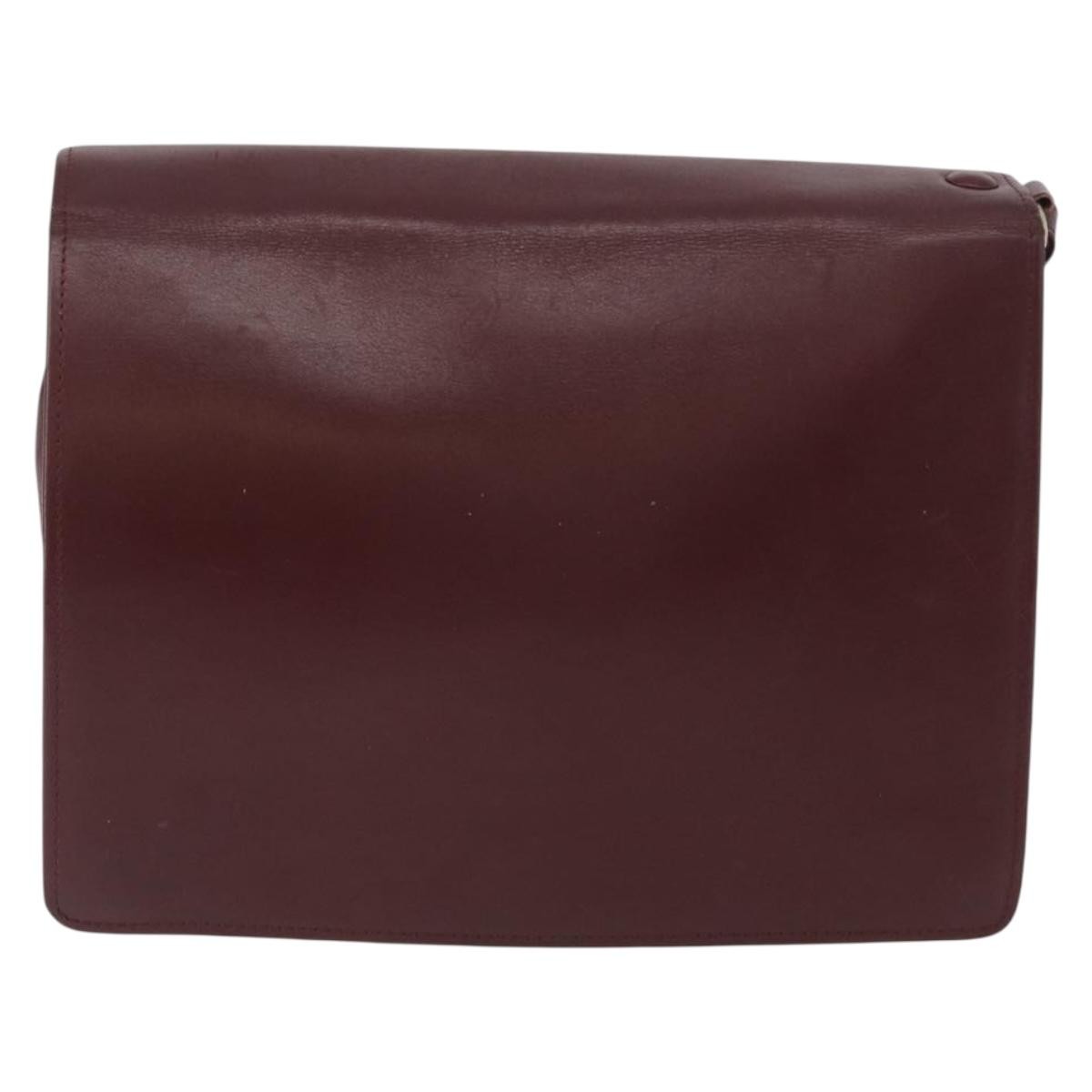 Cartier Must de Cartier Clutch bag Burgundy Leather Fair condition - Back View