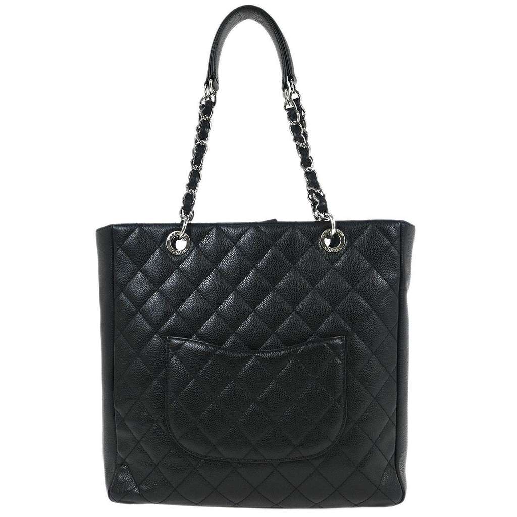 Chanel Petite Shopping Tote Black Leather Good condition - Back View