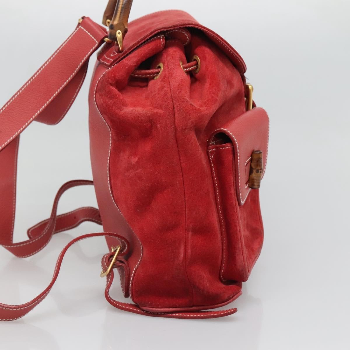 Gucci Bamboo Tassel Backpack Red Suede Good condition - Inside View