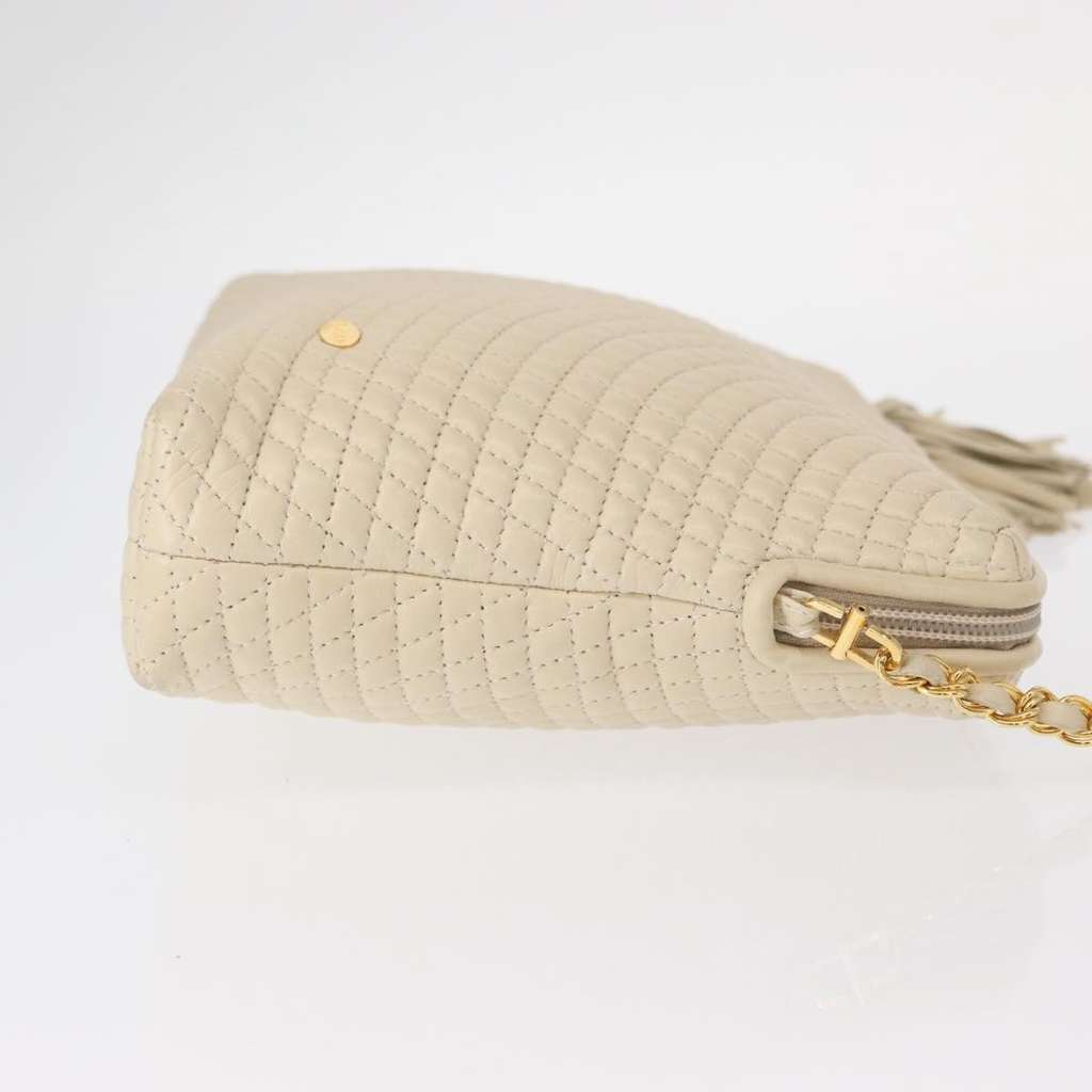 Bally Vintage Chain Shoulder Bag Beige Leather Good condition - Inside View