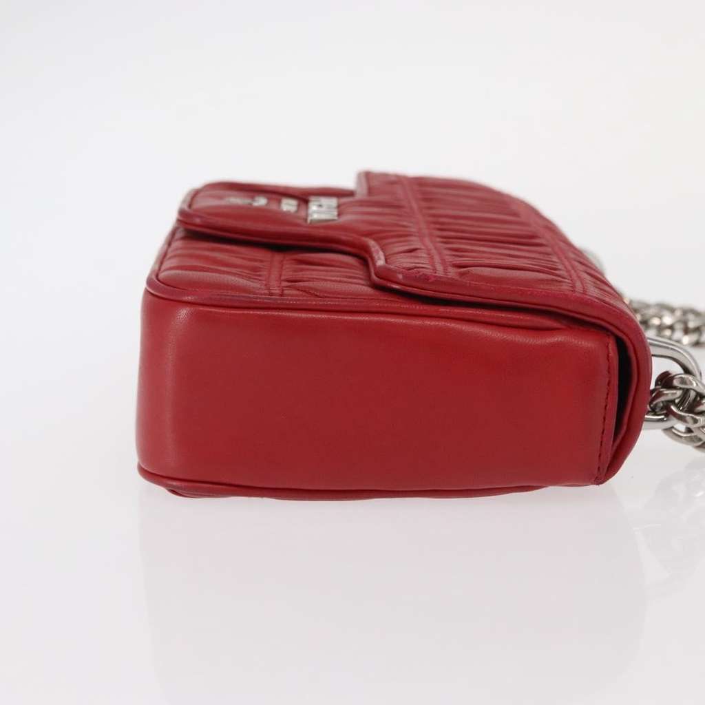 Prada Gaufre Chain Flap Shoulder Bag Red Leather Good condition - Inside View