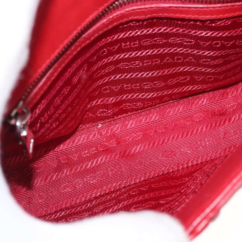 Prada Gaufre Chain Flap Shoulder Bag Red Leather Good condition - Box View