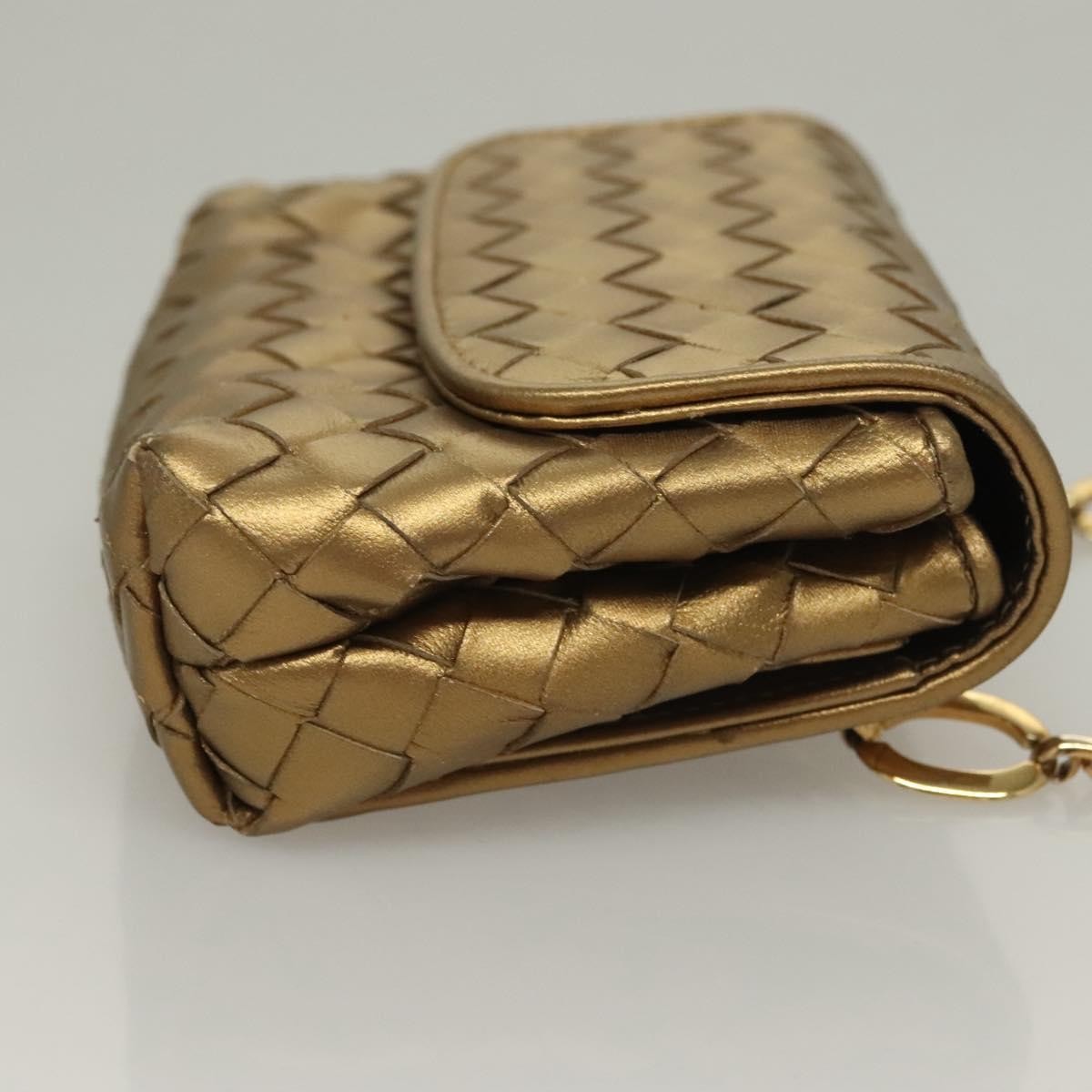 Bottega Veneta Chain Flap Shoulder Bag Gold Leather Good condition - Inside View