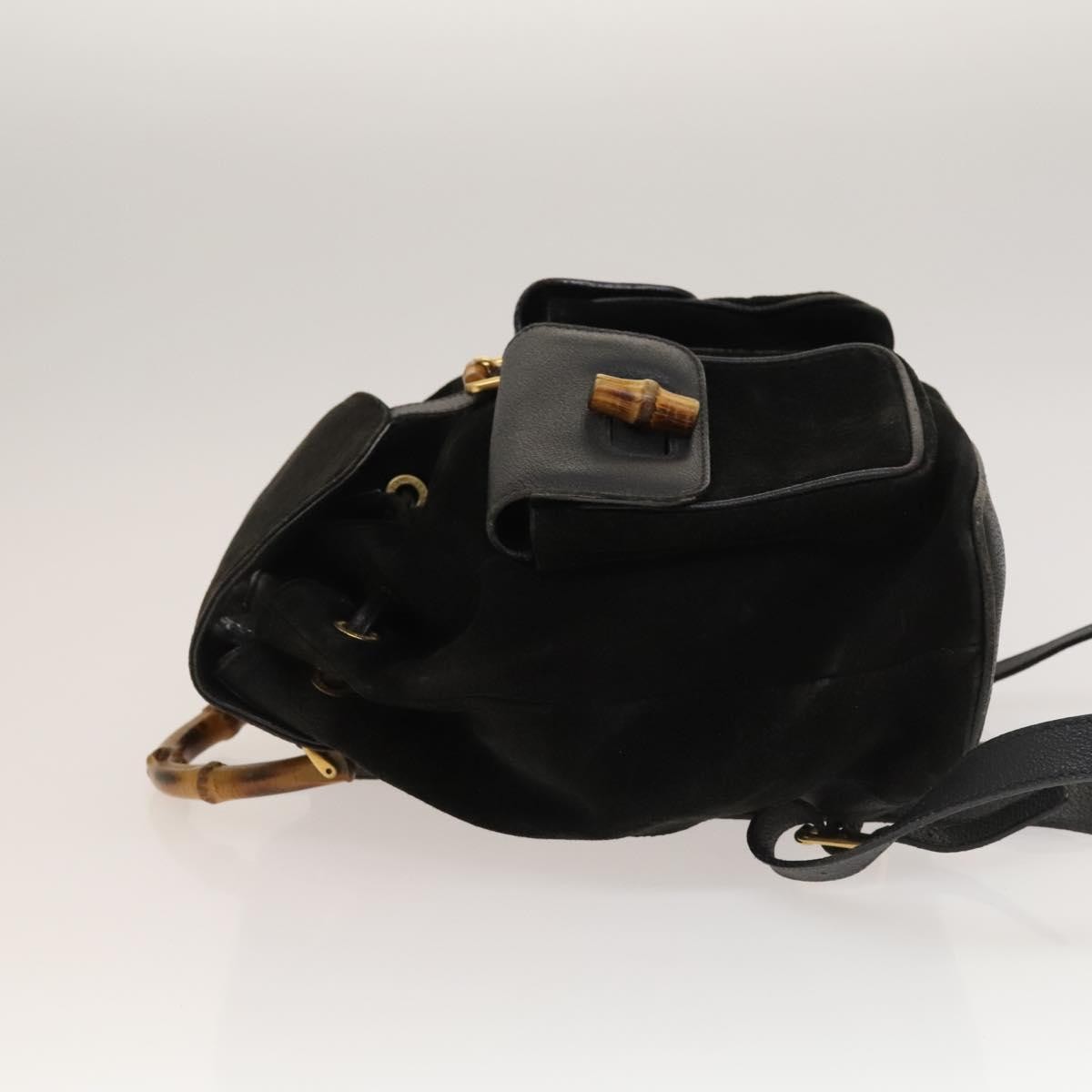 Gucci Vintage Bamboo Backpack Black Suede Good condition - Model View