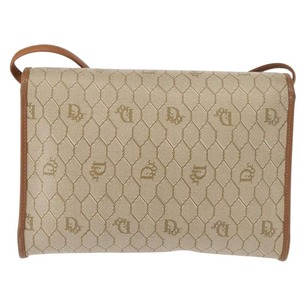 Christian Dior Vintage Honeycomb Flap Crossbody Bag Beige Canvas Good condition - Back View