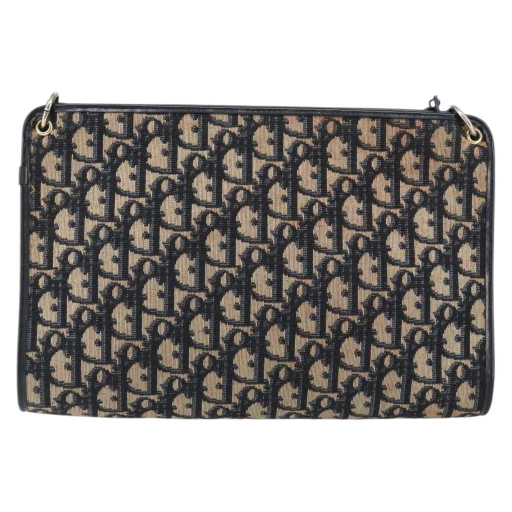 Christian Dior Vintage Trotter Shoulder Bag Navy Canvas Good condition - Back View