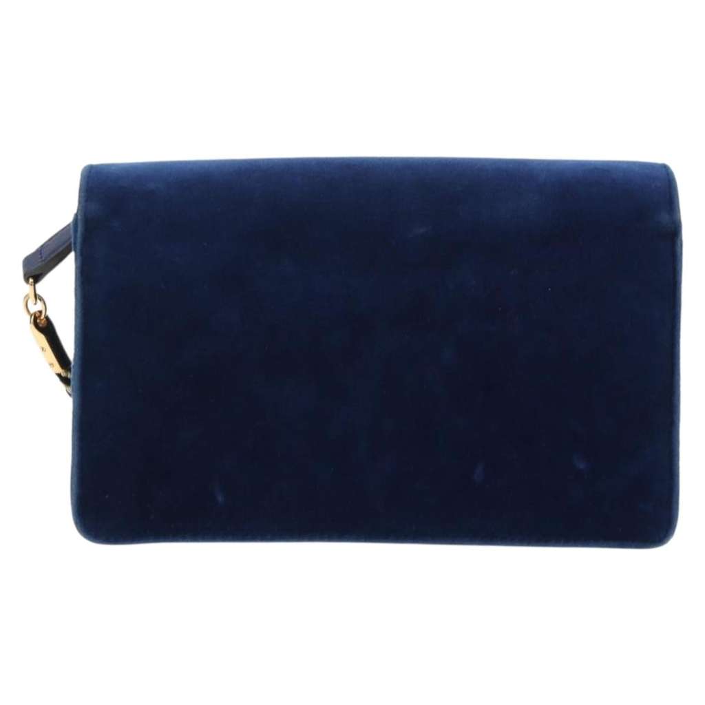 Gucci G Broadway Shoulder Bag Blue Velvet Good condition - Back View