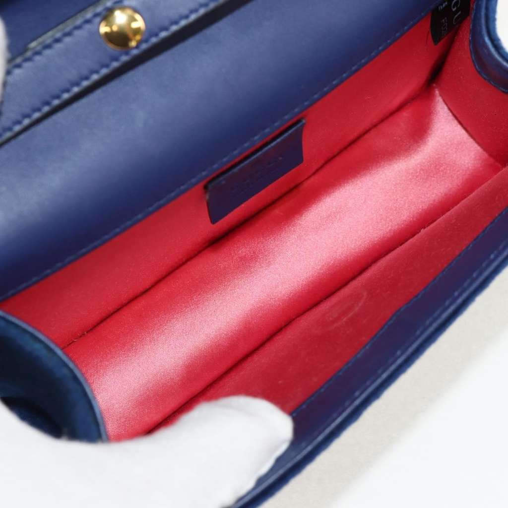 Gucci G Broadway Shoulder Bag Blue Velvet Good condition - Box View