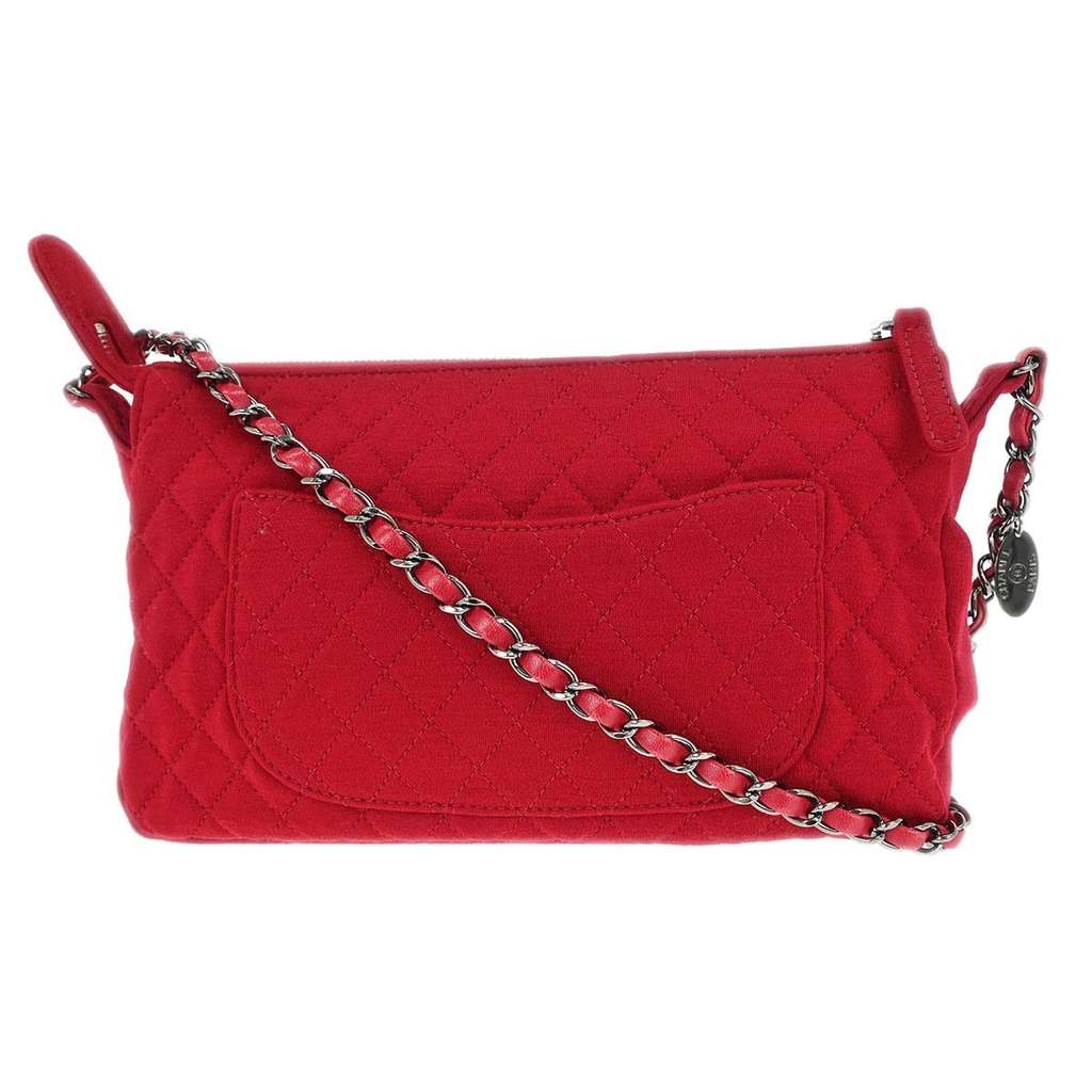 Chanel Vintage Chain Shoulder Bag Red Cotton Good condition - Back View