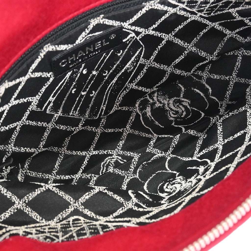 Chanel Vintage Chain Shoulder Bag Red Cotton Good condition - Inside View