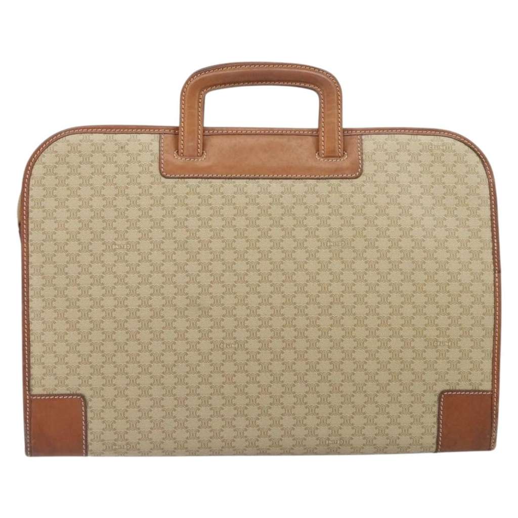 Celine Vintage Macadam Handbag Beige Canvas Good condition - Back View