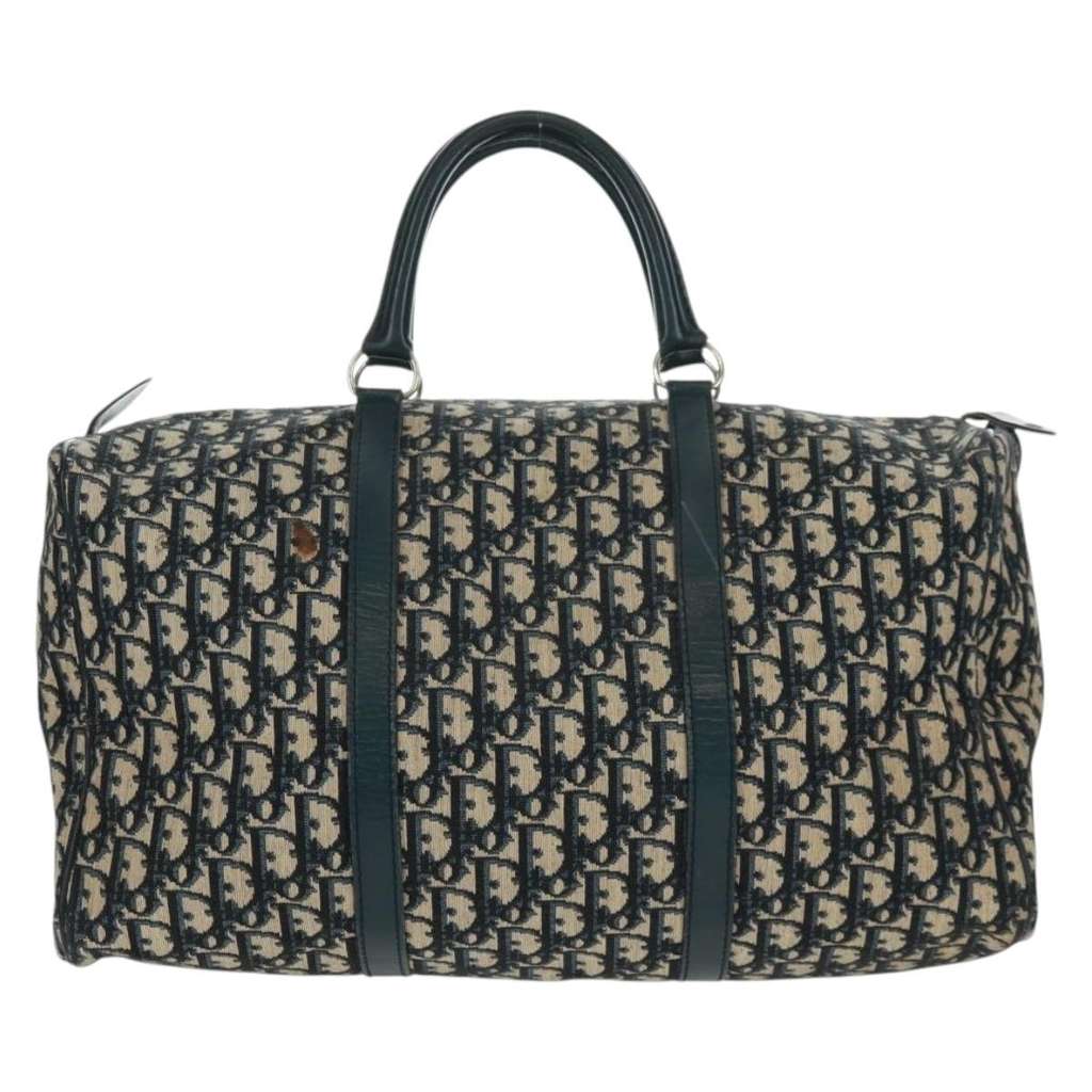 Christian Dior Vintage Trotter Boston Bag Navy Canvas Fair condition - Back View