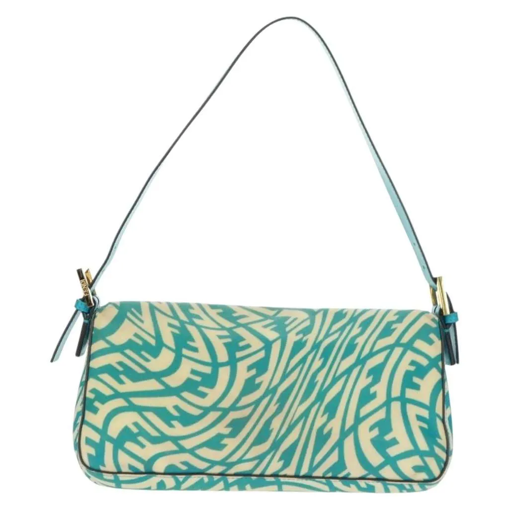Fendi Baguette 1997 Bag Blue Canvas Good - Back View