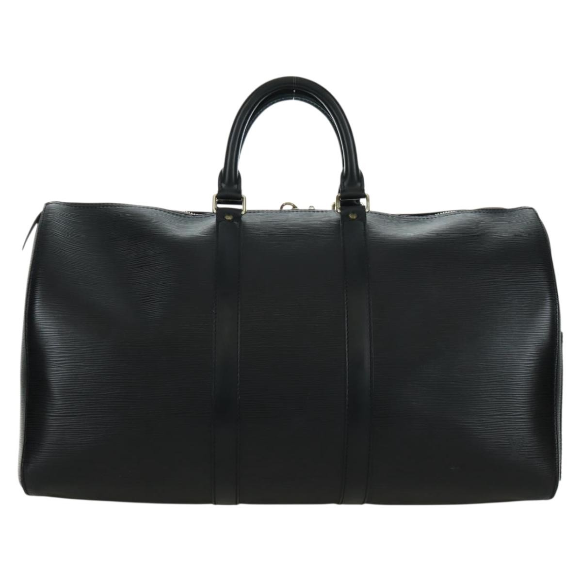 Louis Vuitton Keepall Bag Black Leather Good condition - Back View