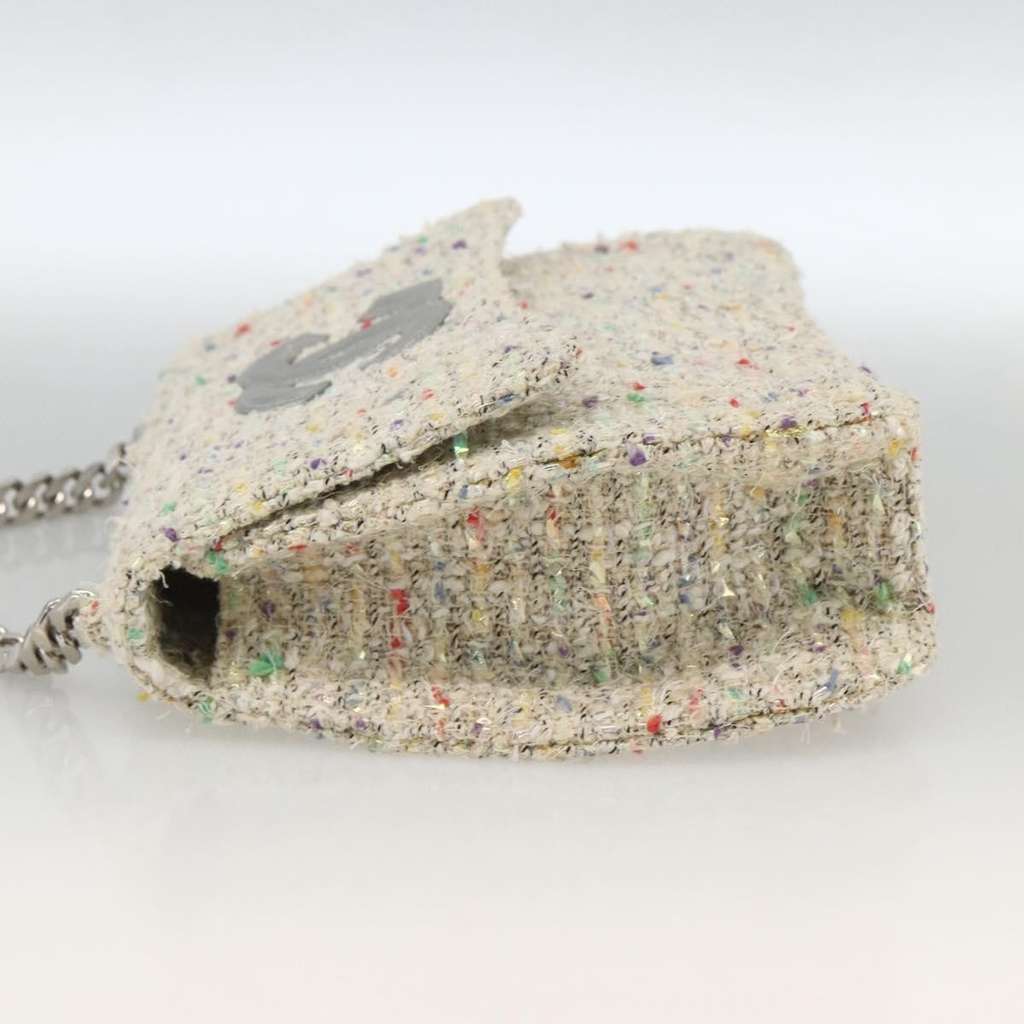 Chanel Vintage CC Chain Top Handle Bag White Tweed Good condition - Inside View