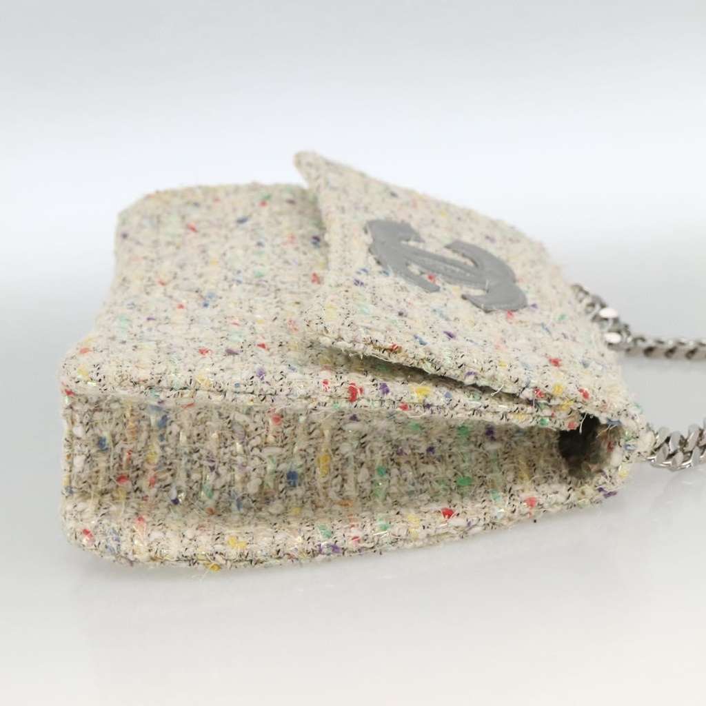 Chanel Vintage CC Chain Top Handle Bag White Tweed Good condition - Model View