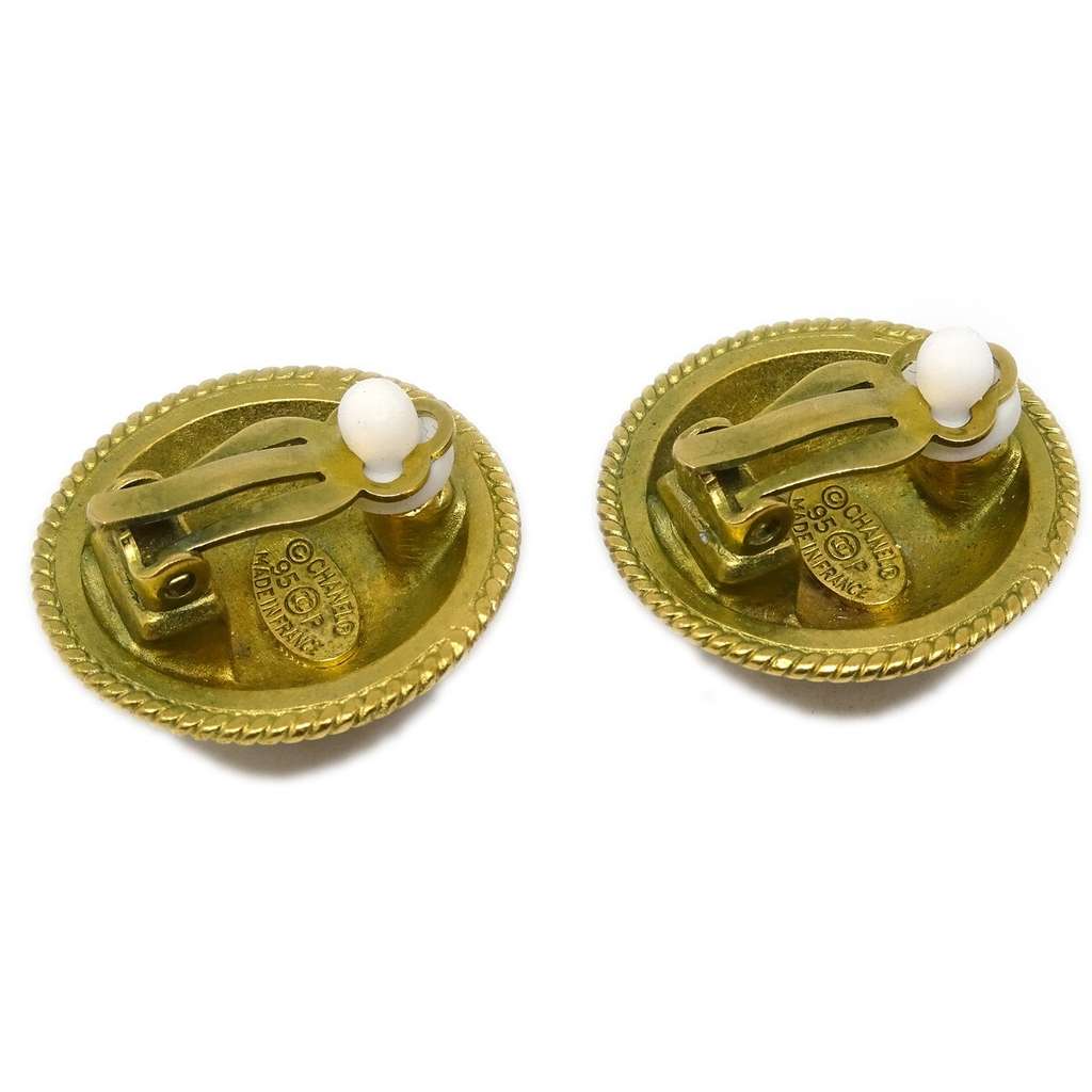 Chanel CC Round Earrings Gold Good condition - Inside View
