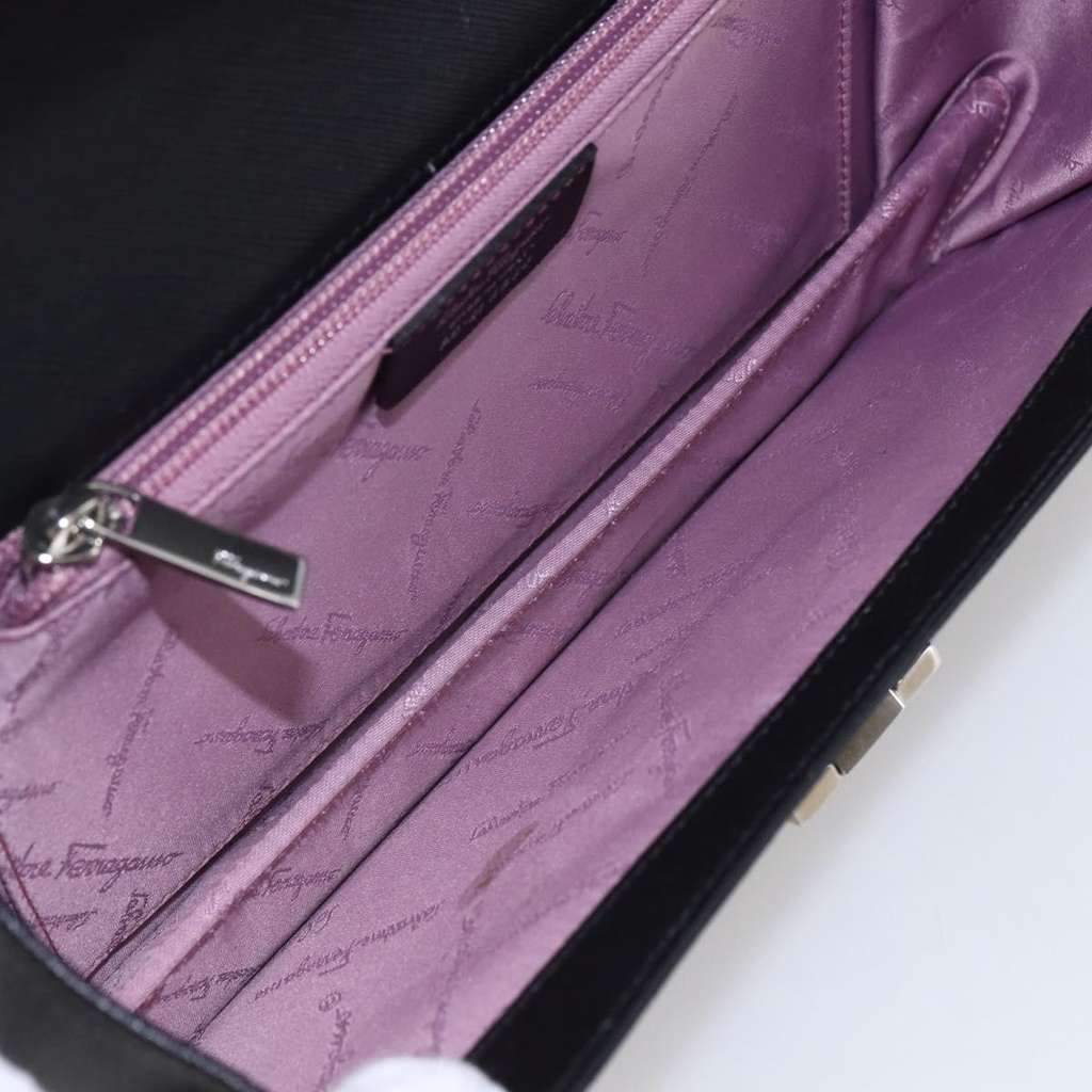 Salvatore Ferragamo Gancini handbag Black Leather Very good condition - Box View