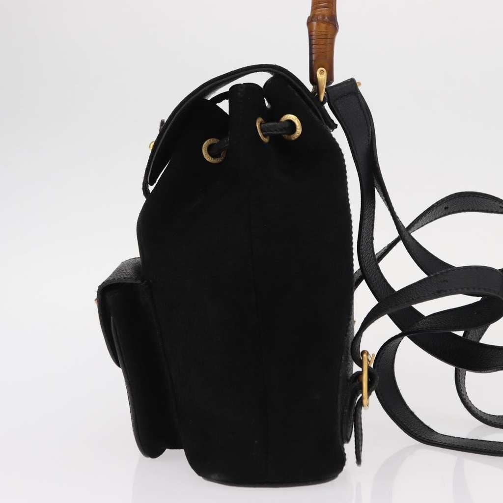 Gucci Vintage Bamboo Backpack Black Suede Good condition - Inside View