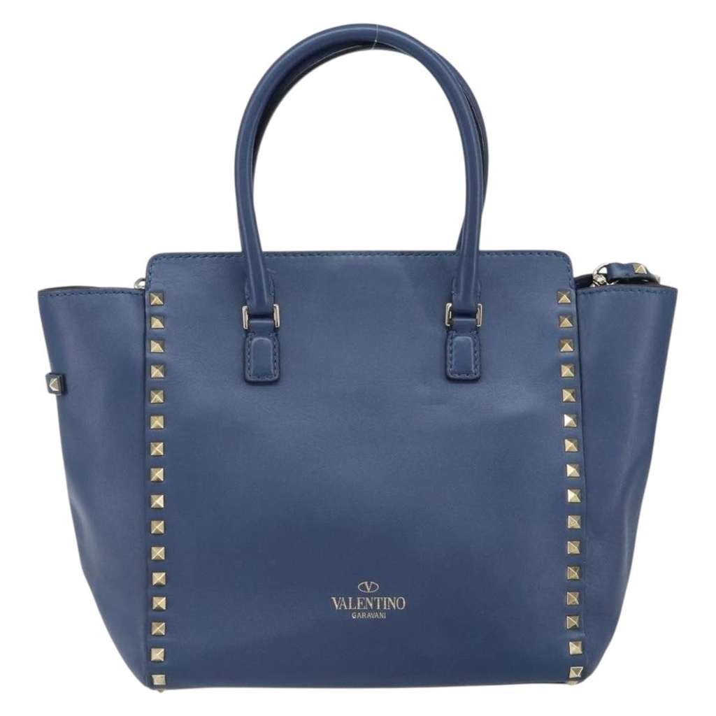 Valentino Garavani Rockstud Tote Navy Leather Good condition - Back View