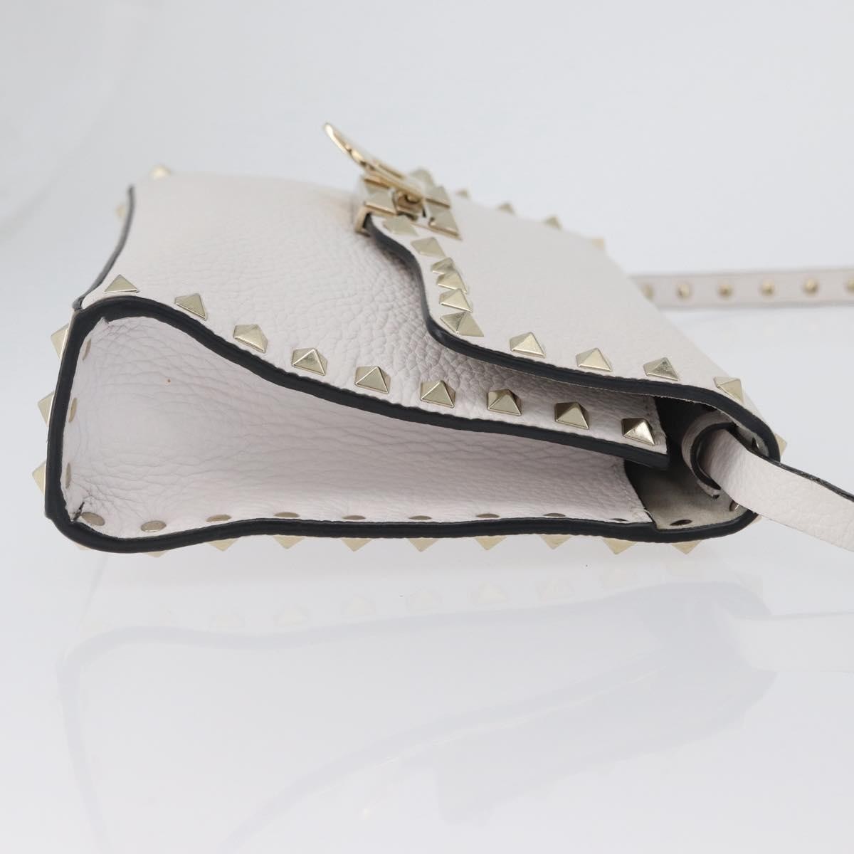 Valentino Garavani Rockstud Flip Lock Flap Bag White Leather Good condition - Inside View