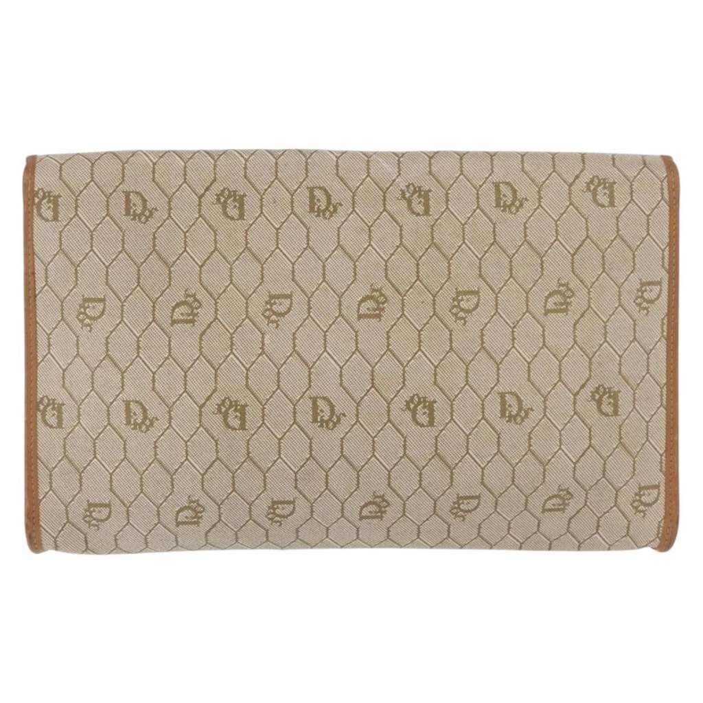 Christian Dior Vintage Honeycomb chain Beige Canvas Fair condition - Back View