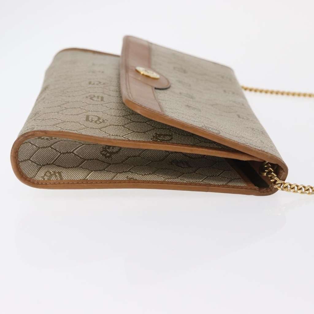 Christian Dior Vintage Honeycomb chain Beige Canvas Fair condition - Inside View