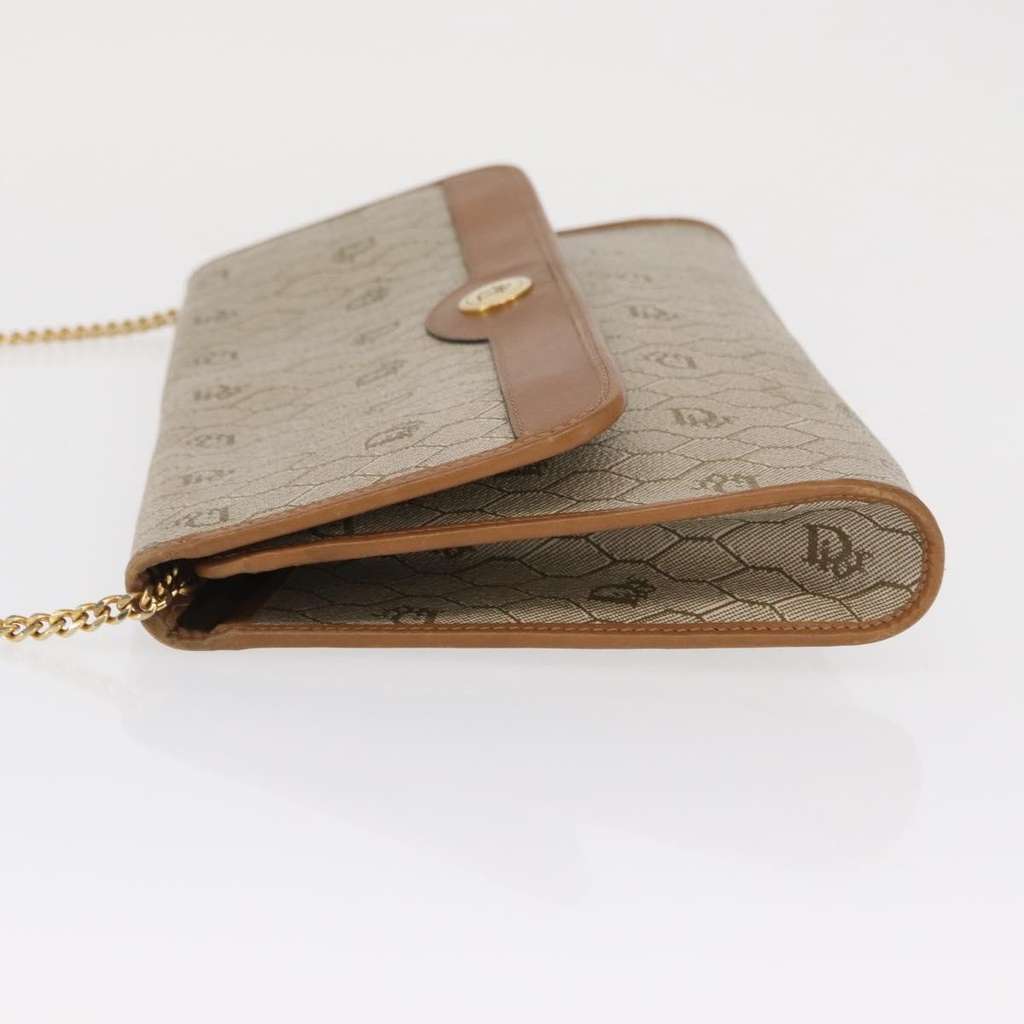 Christian Dior Vintage Honeycomb chain Beige Canvas Fair condition - Model View