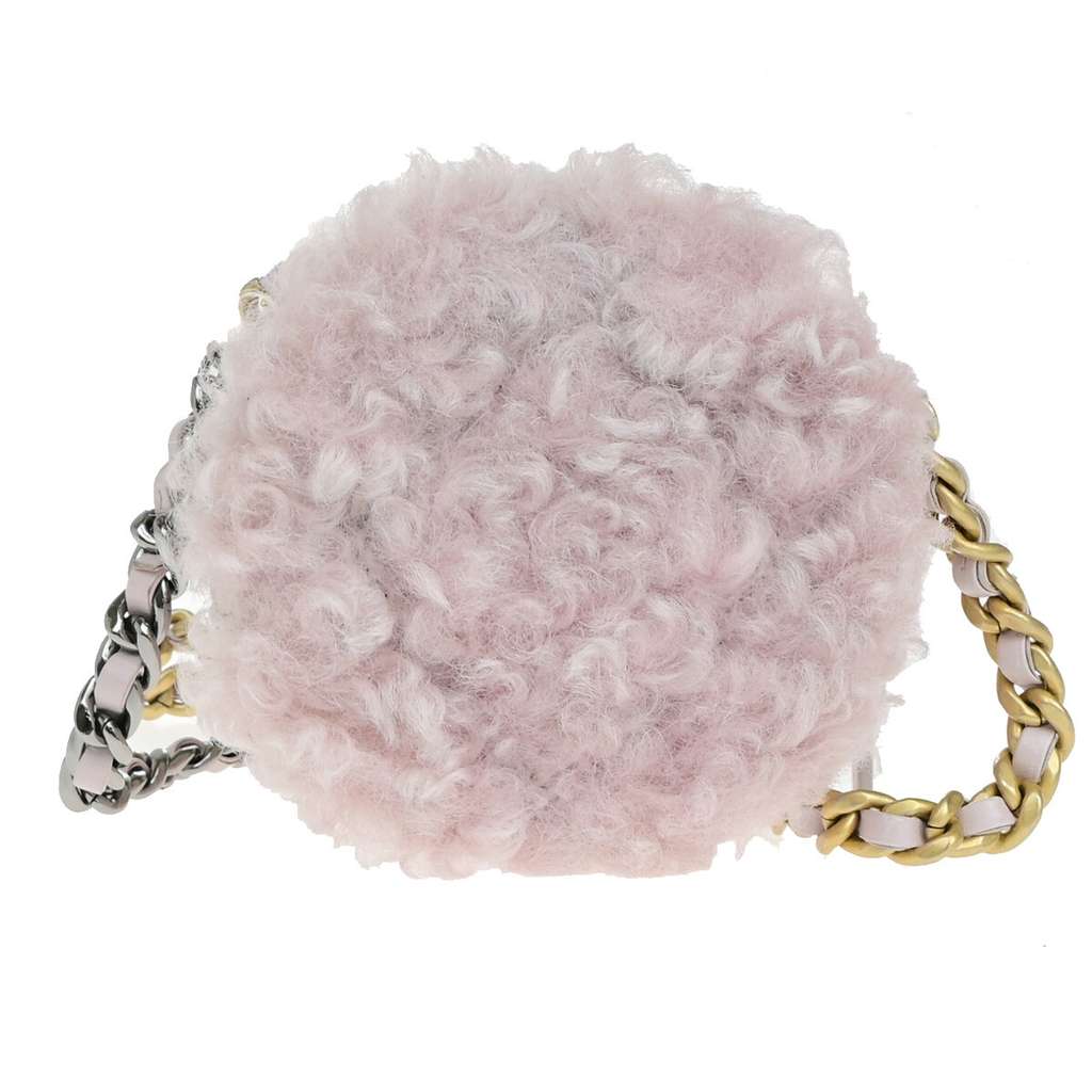 Chanel 19 Round Clutch with Chain Pink Leather Good condition - Back View