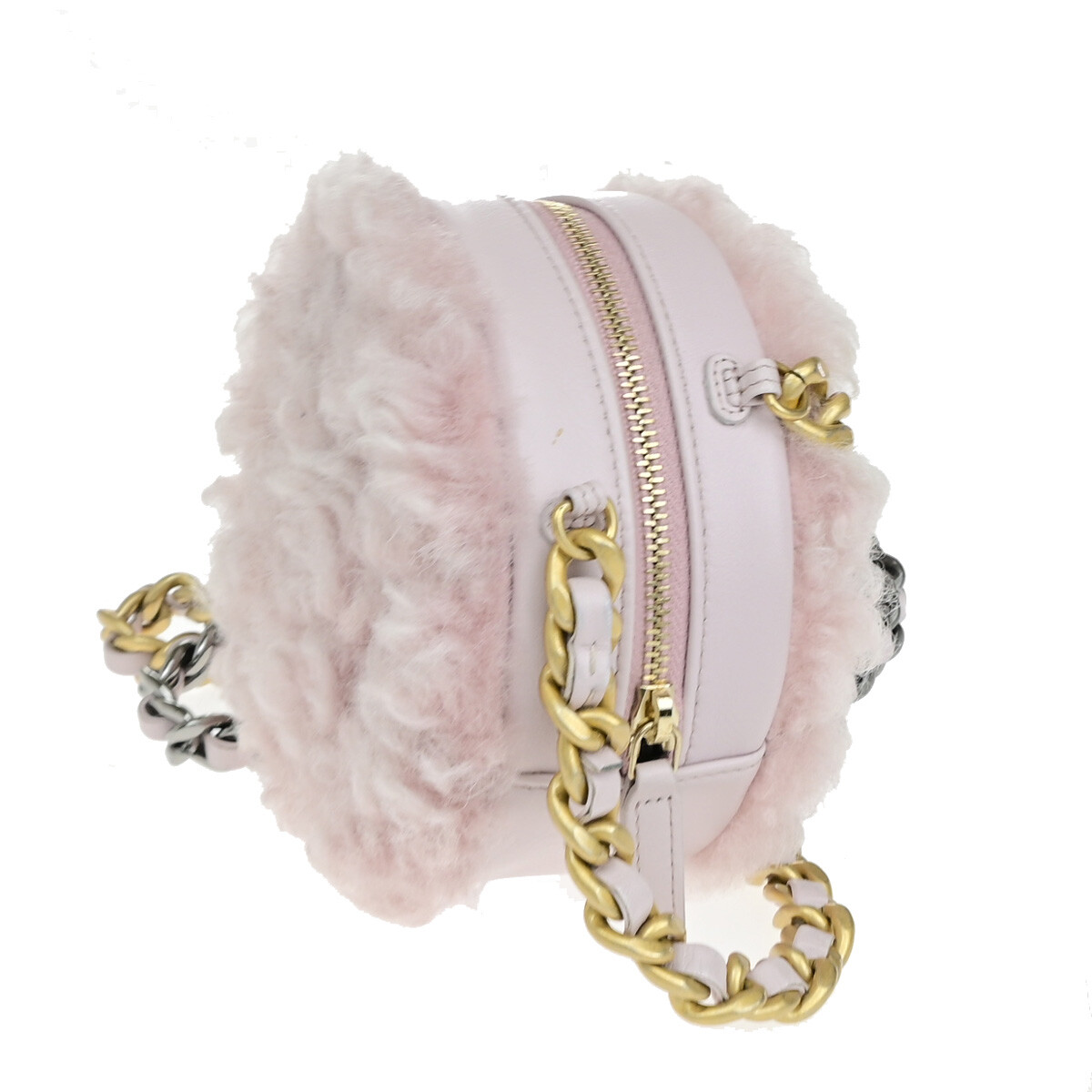 Chanel 19 Round Clutch with Chain Pink Leather Good condition - Model View