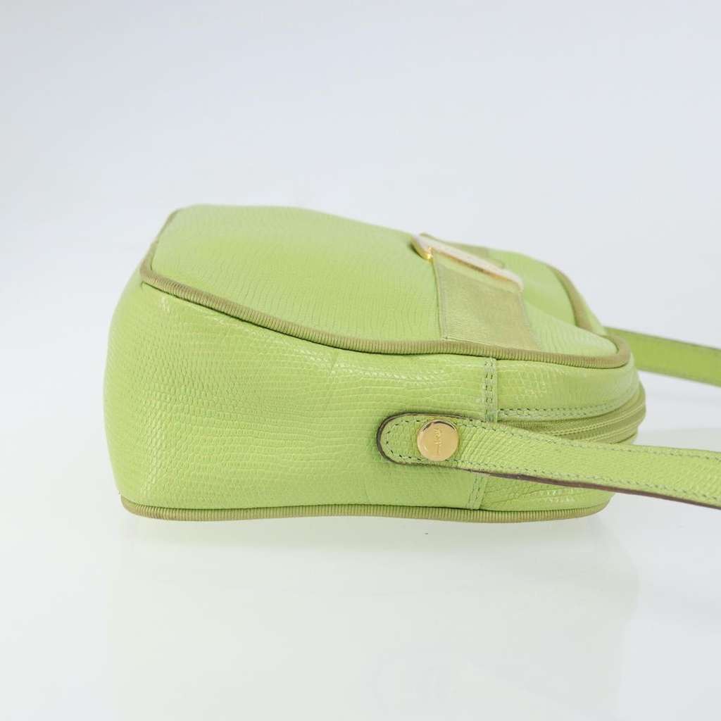 Salvatore Ferragamo Vala Shoulder Bag Green Leather Good condition - Inside View