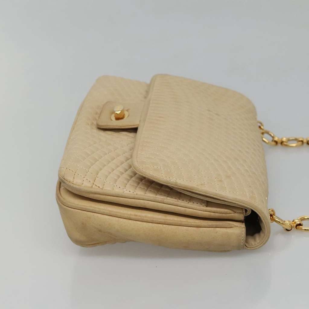 Bally Vintage Chain Shoulder Bag Beige Leather Good condition - Inside View