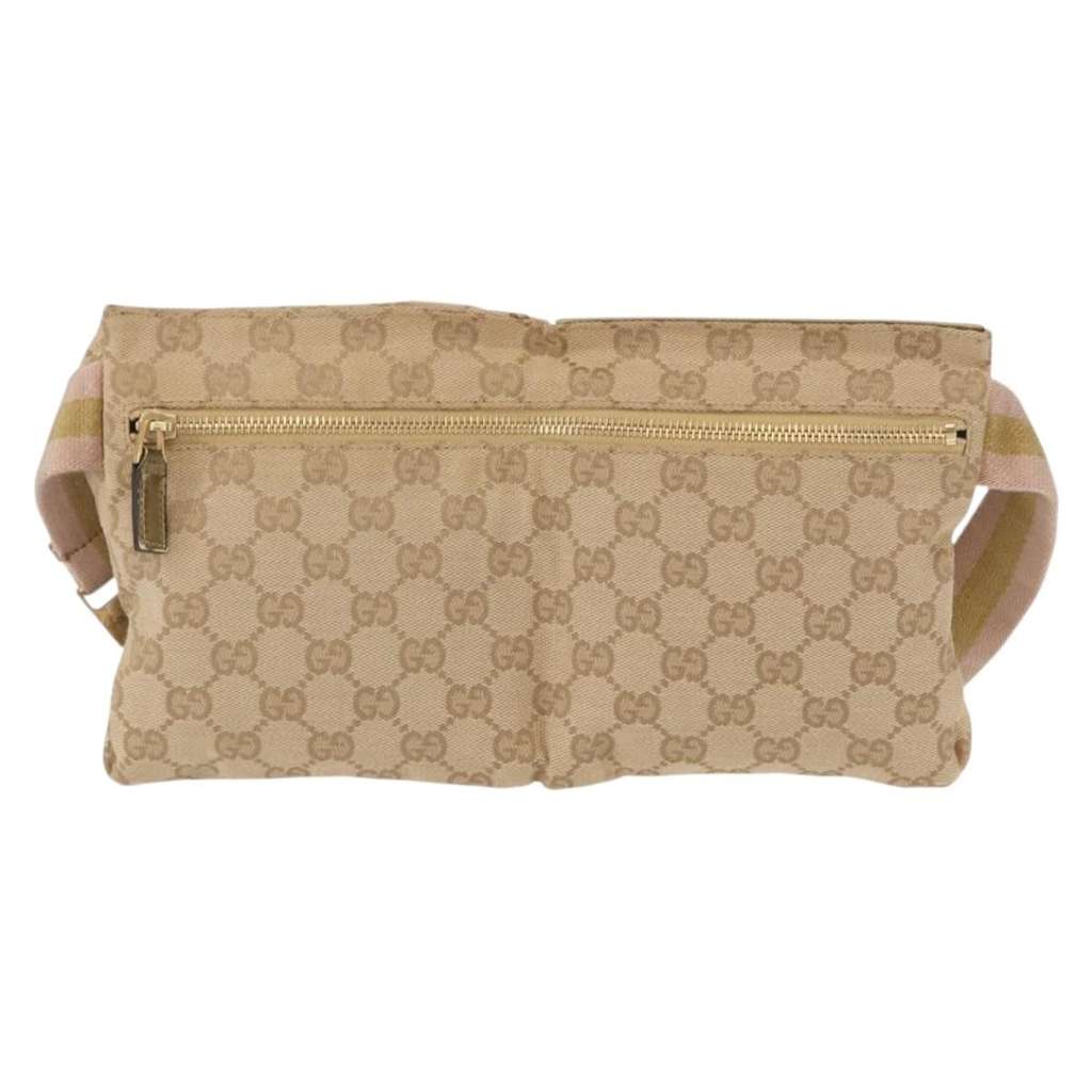 Gucci Vintage Double Belt Bag Beige Canvas Good condition - Back View