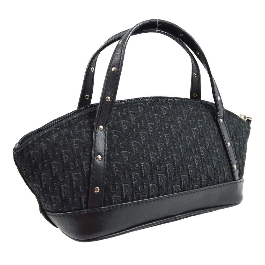 Christian Dior Vintage Trotter Handbag Black Canvas Good condition - Back View