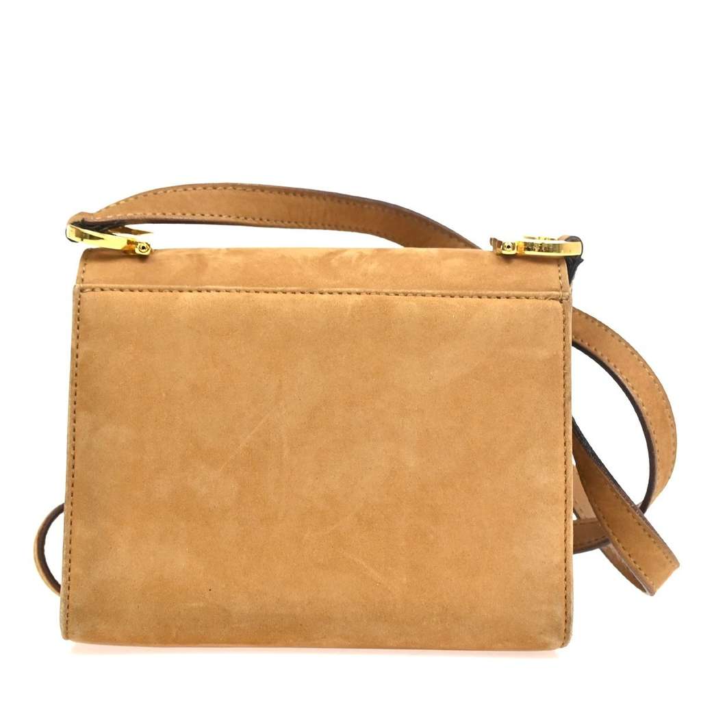 Salvatore Ferragamo Gancini Shoulder Bag Brown Suede Fair condition - Back View