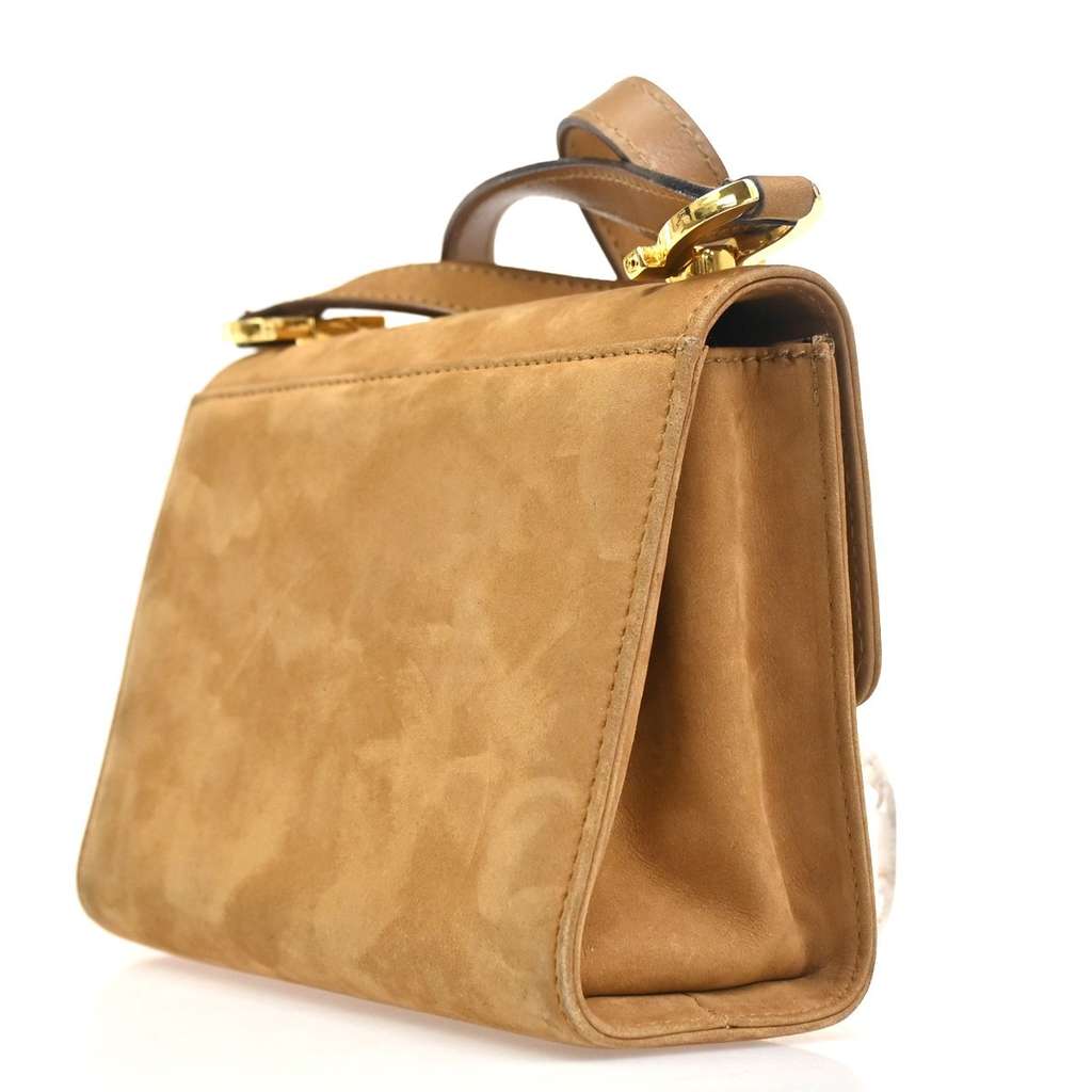 Salvatore Ferragamo Gancini Shoulder Bag Brown Suede Fair condition - Model View