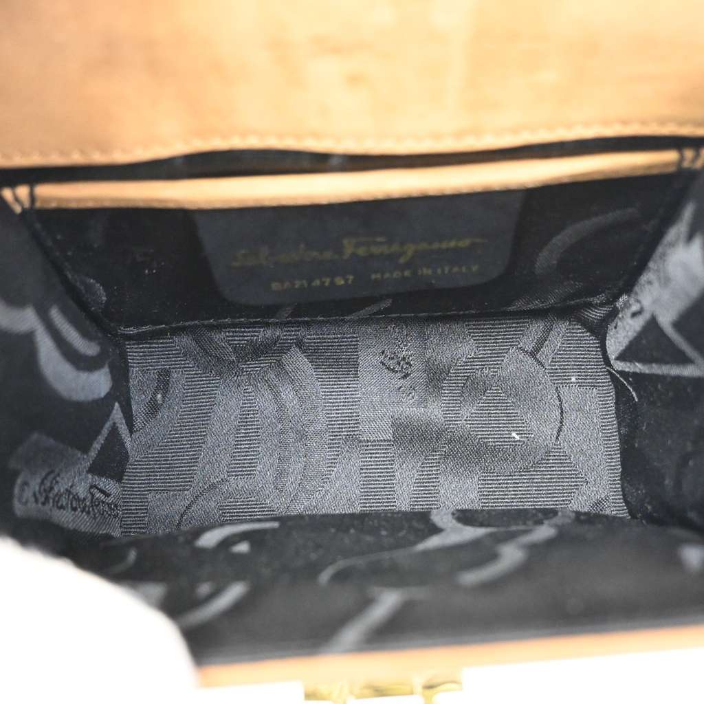 Salvatore Ferragamo Gancini Shoulder Bag Brown Suede Fair condition - Box View